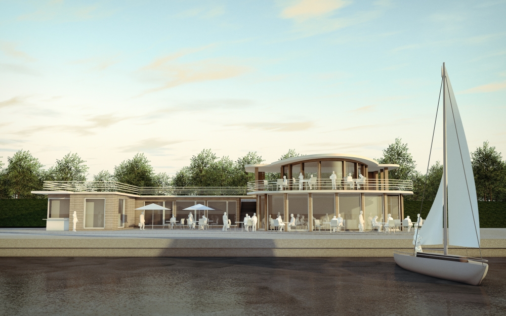 Entwurf für ein neues Hafengebäude am Berzdorfer See